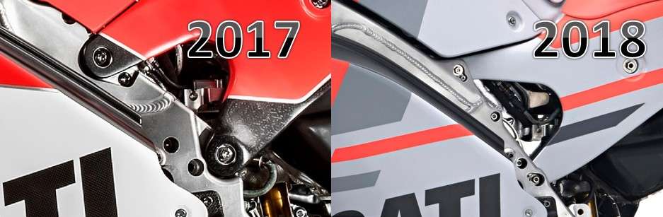 Ducati Desmosedici 2017 e 2018 a confronto 11 desmosedici 2018 2017 telaio
