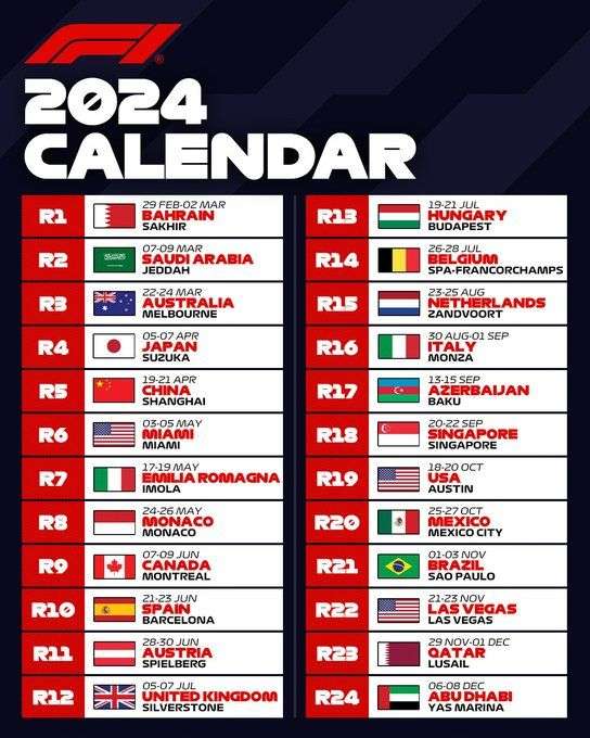 La F1 svela il calendario per il 2024 1 image 1