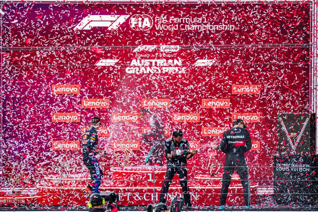 Il podio del GP d'Austria 2026. Foto Mazzocco Alessio